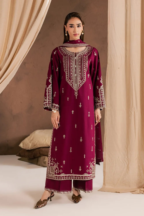 Ready to Wear Burgundy Cambric 3Pc Dress